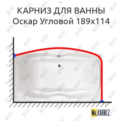 Карниз для ванны Triton Оскар Угловой 189х114 Усиленный 20 мм MrKARNIZ